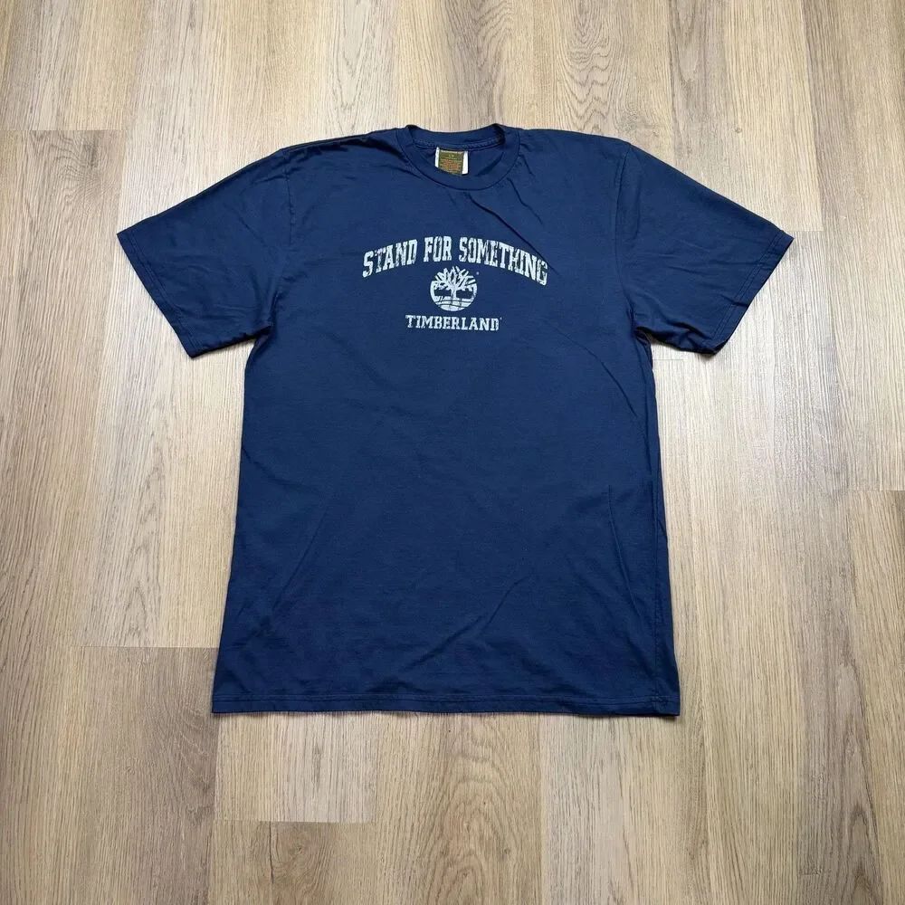 Timberland Shirt Mens Large Blue Stand For Something Graphic Tee Made In USA